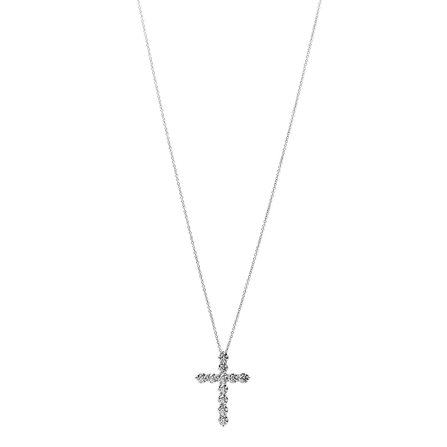 Tiffany Platinum Diamond Extra Large Cross Pendant Necklace 1 of 9