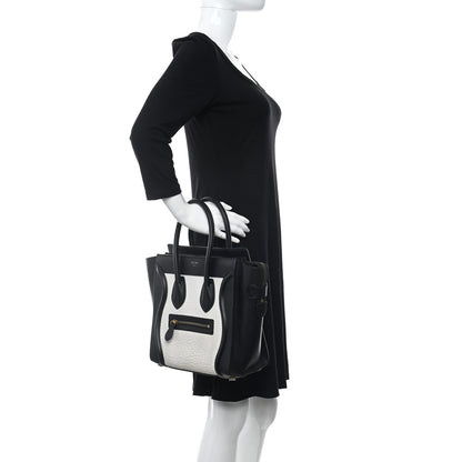 Celine Calfskin Micro Bi-Color Luggage Black White 2 of 11