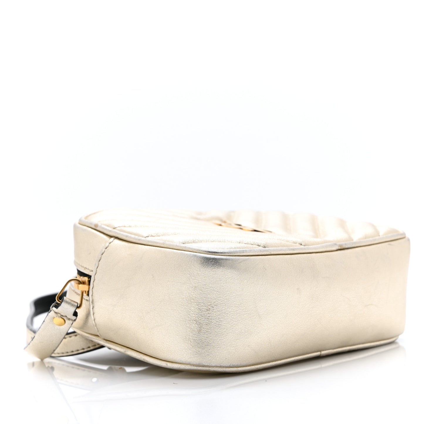 Metallic Calfskin Matelasse Monogram Lou Belt Bag Platino