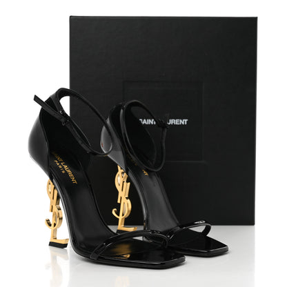 Saint Laurent Patent Calfskin Opyum 110 Sandals 40 Black Gold 9 of 9