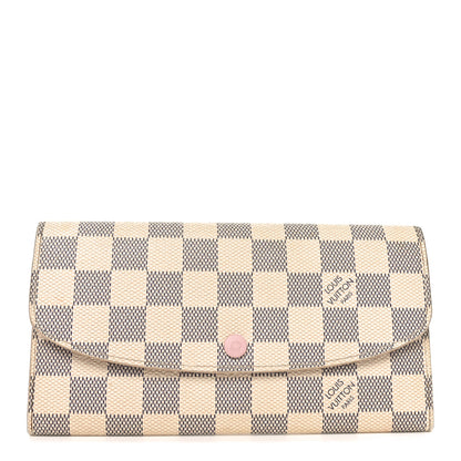 Louis Vuitton Damier Azur Emilie Wallet Rose Ballerine 1 of 9