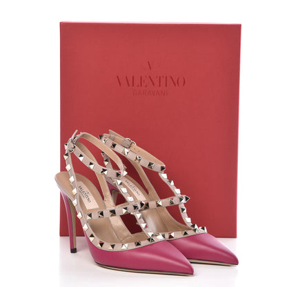 Valentino Garavani Nappa Rockstud Ankle Strap Pumps 37.5 Deep Cyclamin Poudre 9 of 9