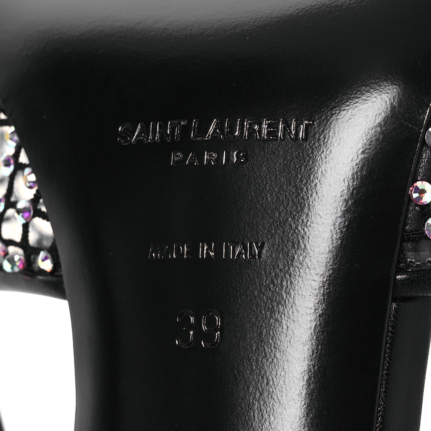 Saint Laurent Mesh Strass Giqua 95 Mule Sandals 39 Black 8 of 12