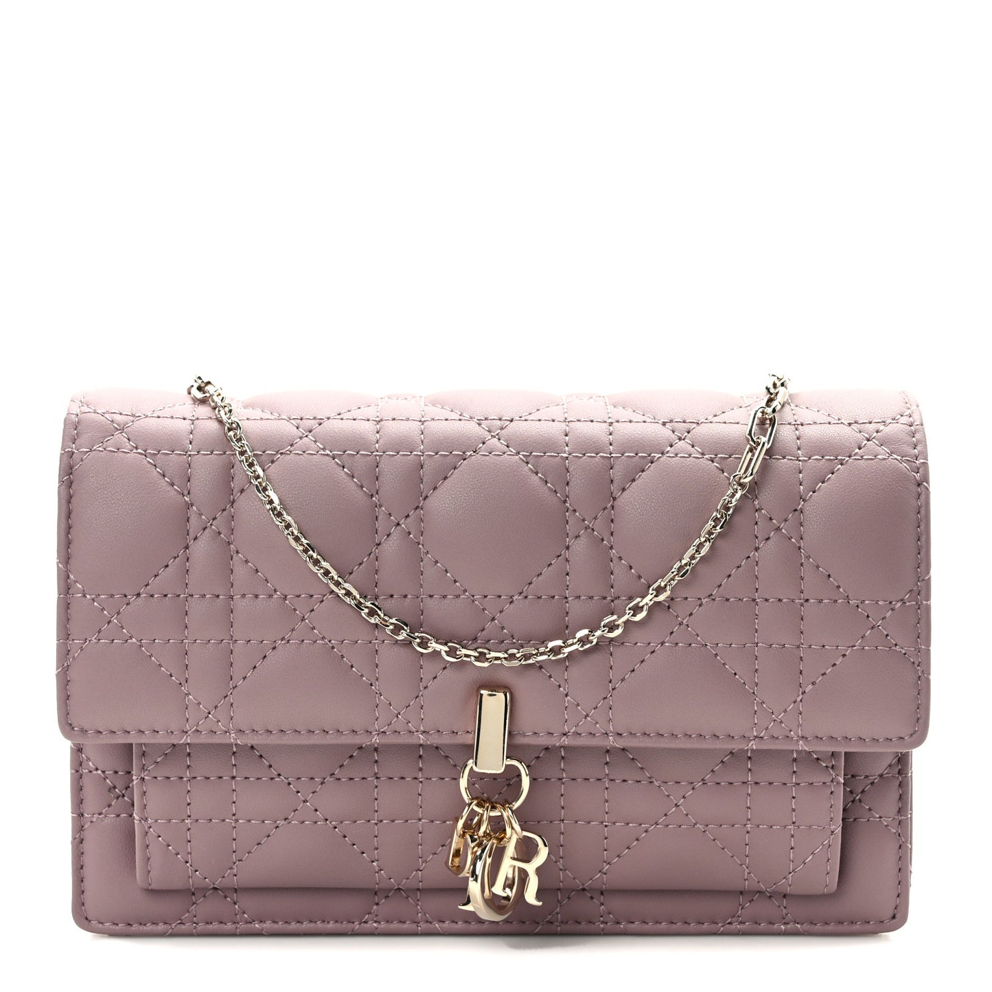 Lambskin Cannage Lady Dior Chain Pouch Purple