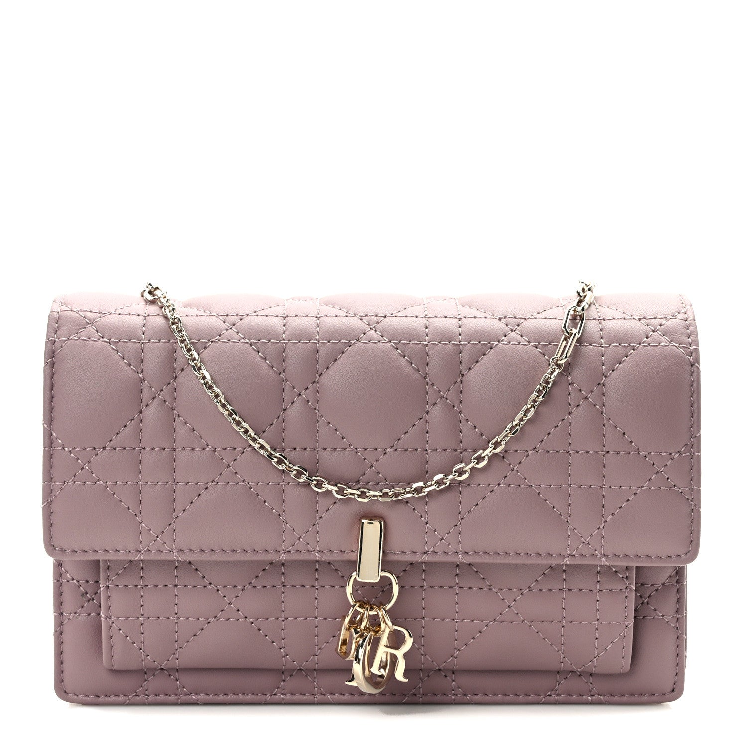 Christian Dior Lambskin Cannage Lady Dior Chain Pouch Purple 1 of 14
