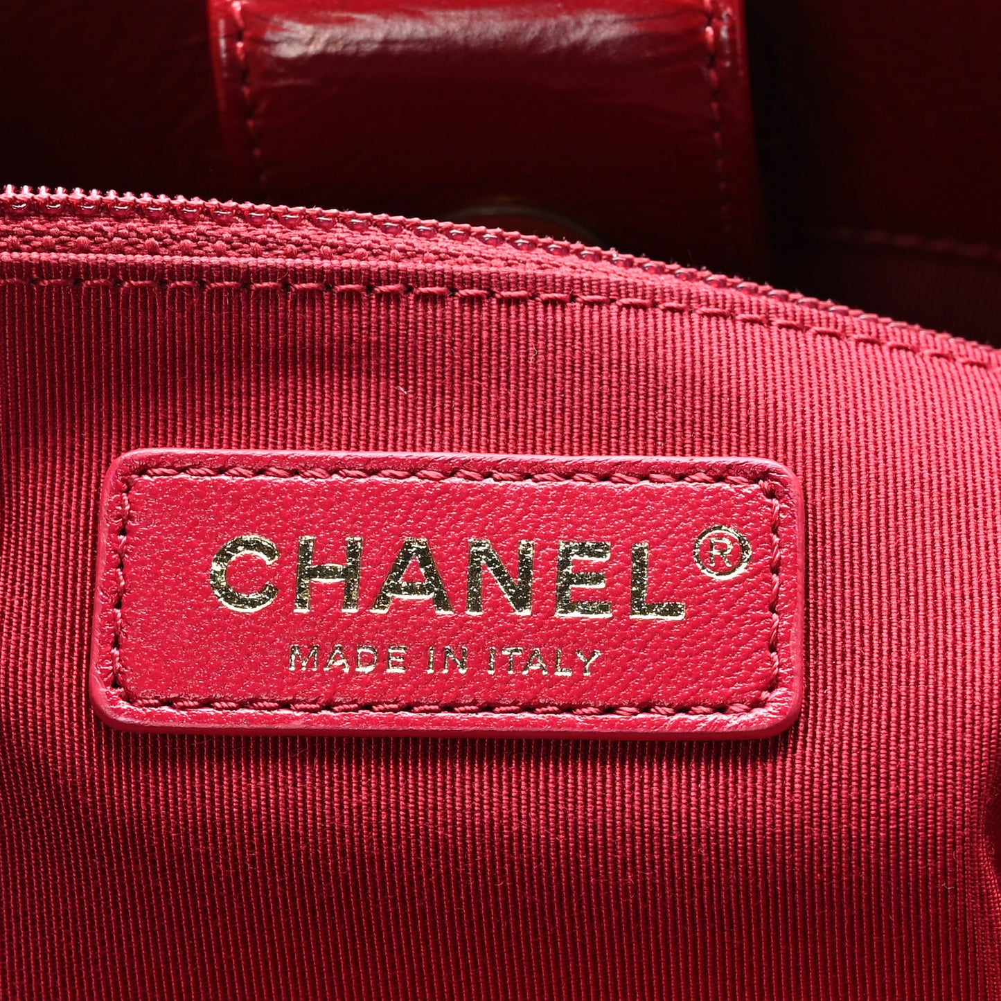 Shiny Aged Calfskin Shopping Bag Red
