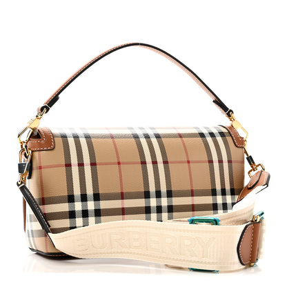 Burberry Coated Canvas Calfskin Vintage Check Small Note Crossbody Bag Briar Brown 3 of 9
