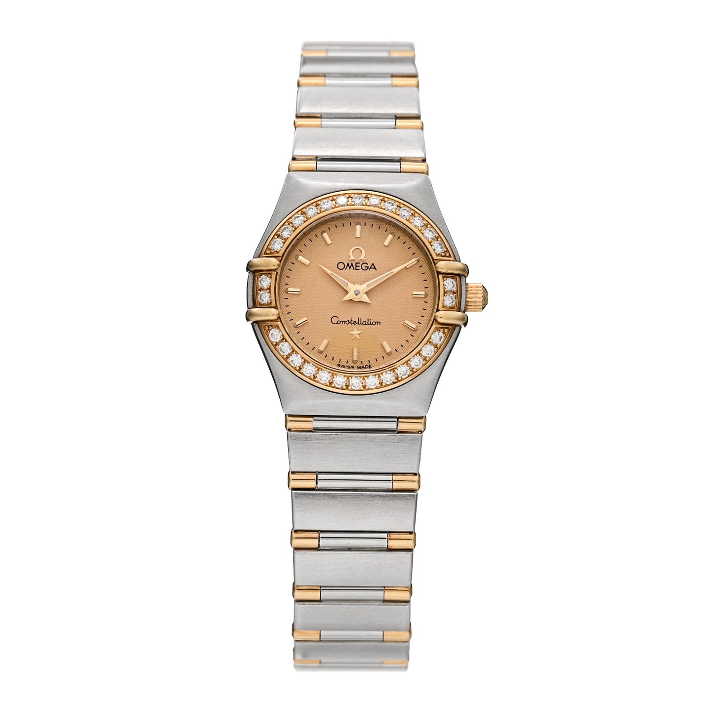 Stainless Steel 18K Yellow Gold Diamond Bezel 22mm Constellation Quartz Watch Champagne 1367.10.00