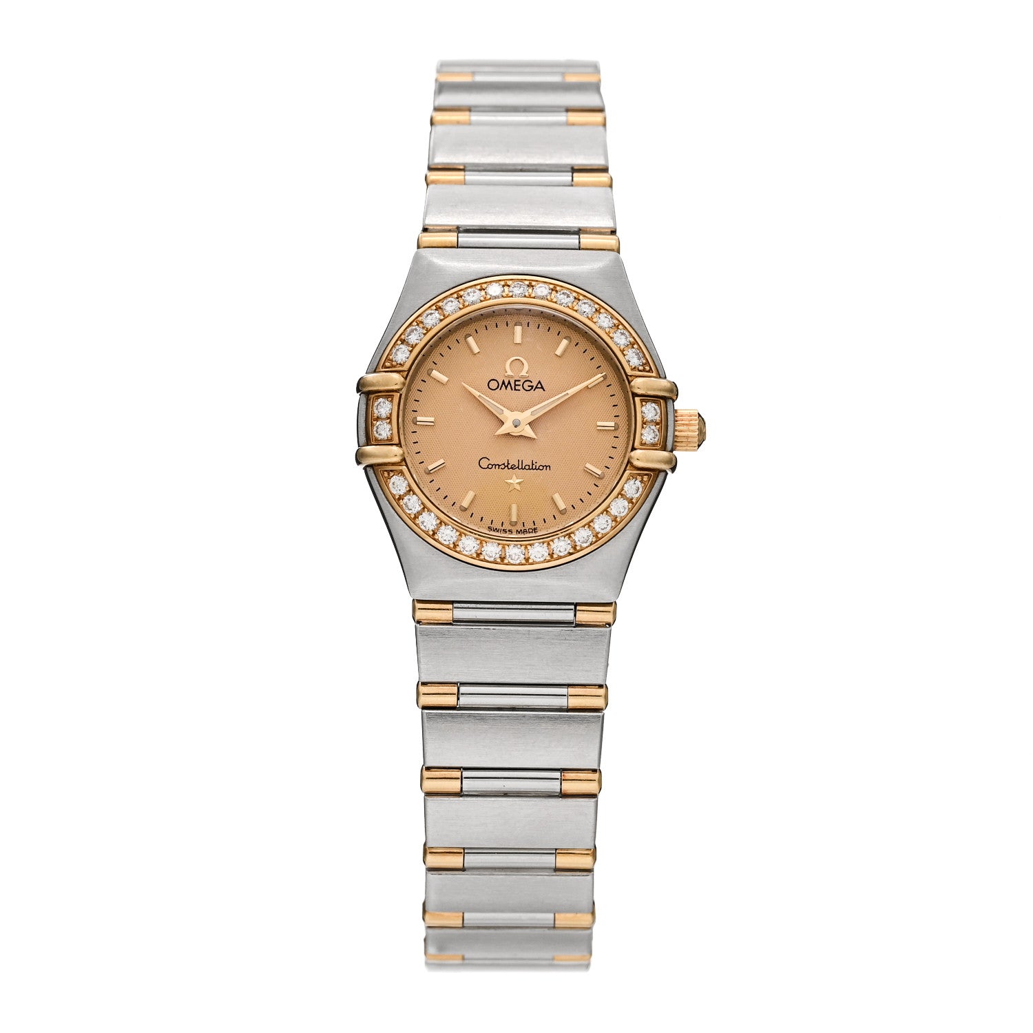 Omega Stainless Steel 18K Yellow Gold Diamond Bezel 22mm Constellation Quartz Watch Champagne 1367.10.00 1 of 4