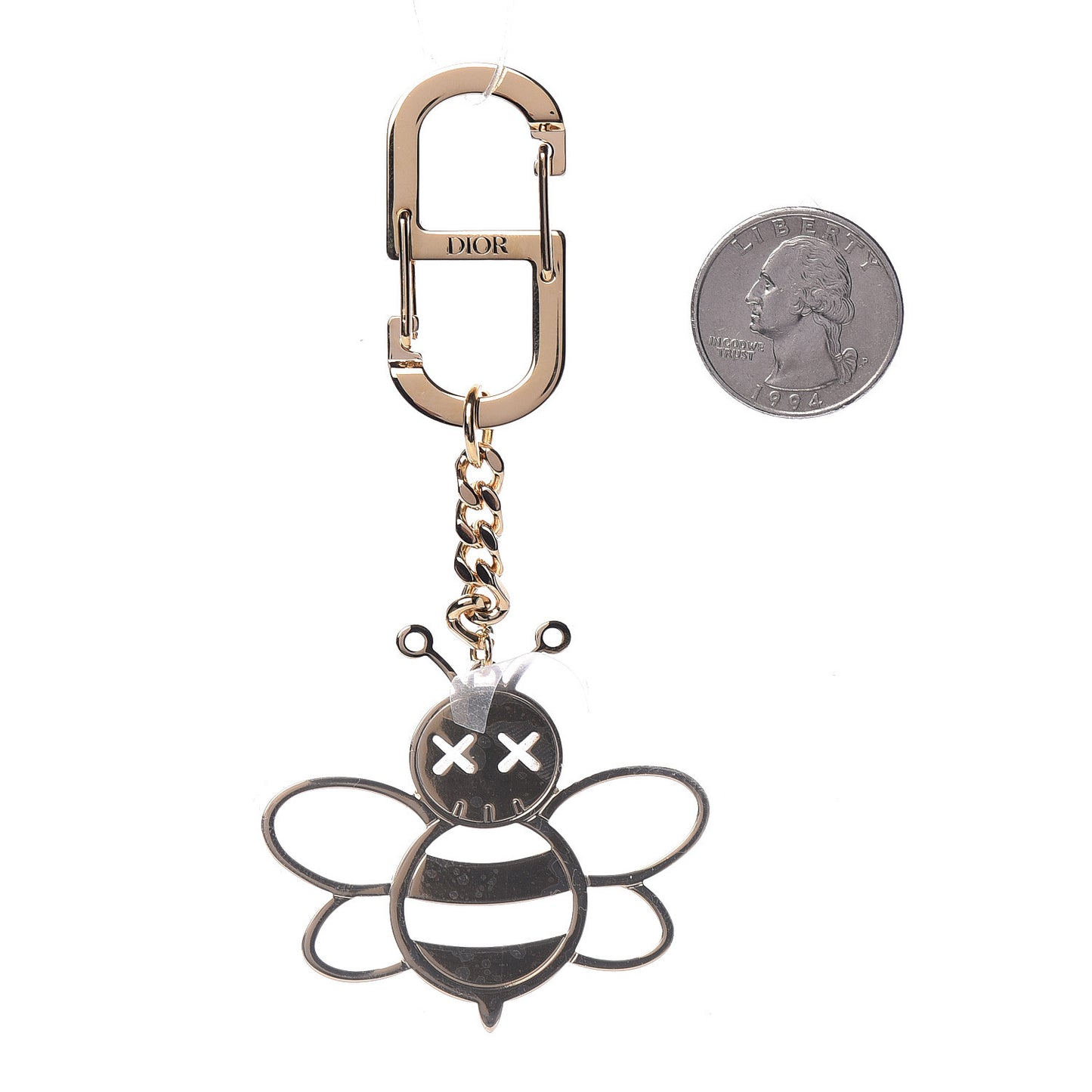 x KAWS Brass Bee Charm Key Ring Gold
