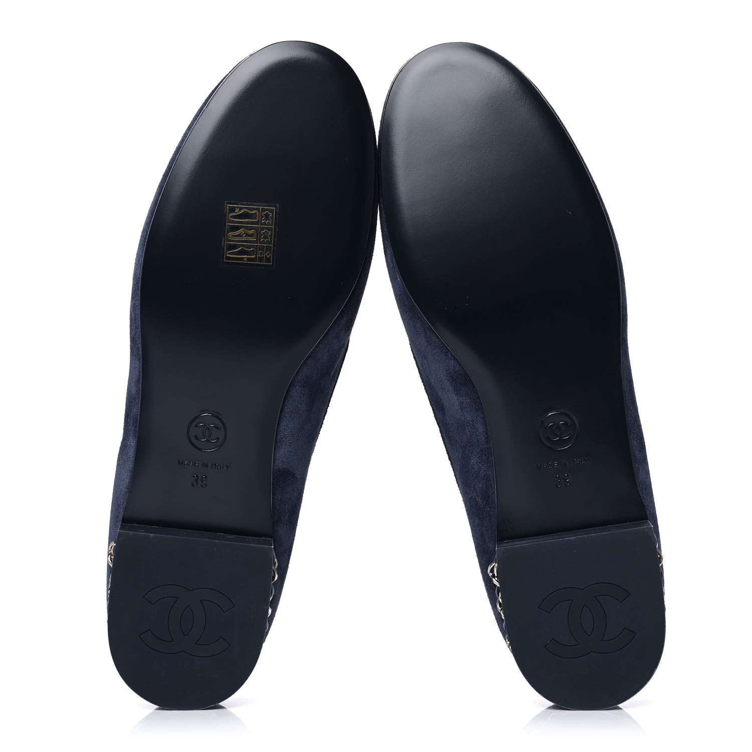 Chanel Suede Calfskkin CC Chain Mocassin Loafers 39 Dark Blue 5 of 9