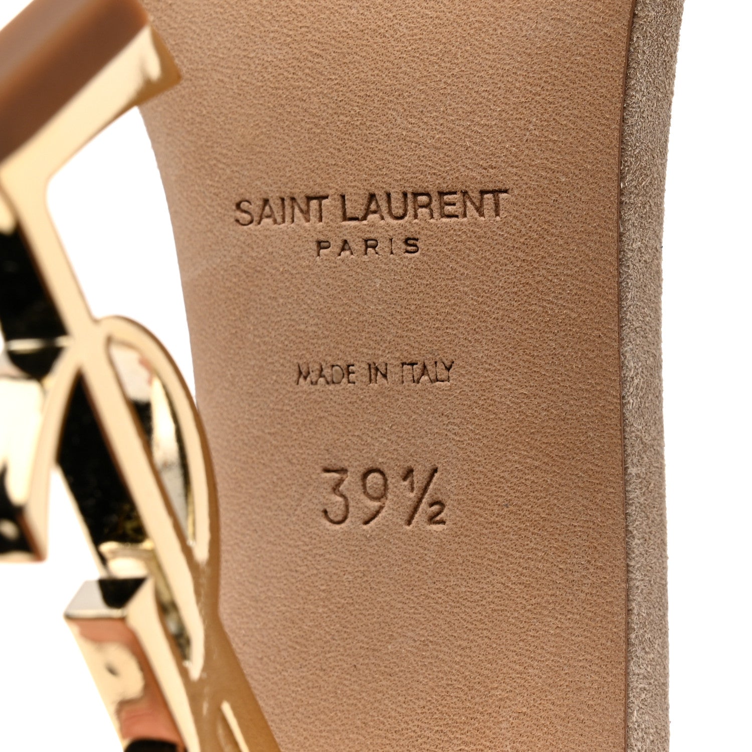 Saint Laurent Suede Calfskin Opyum 110 Sandals 39.5 Cachemere Pale Gold 8 of 10