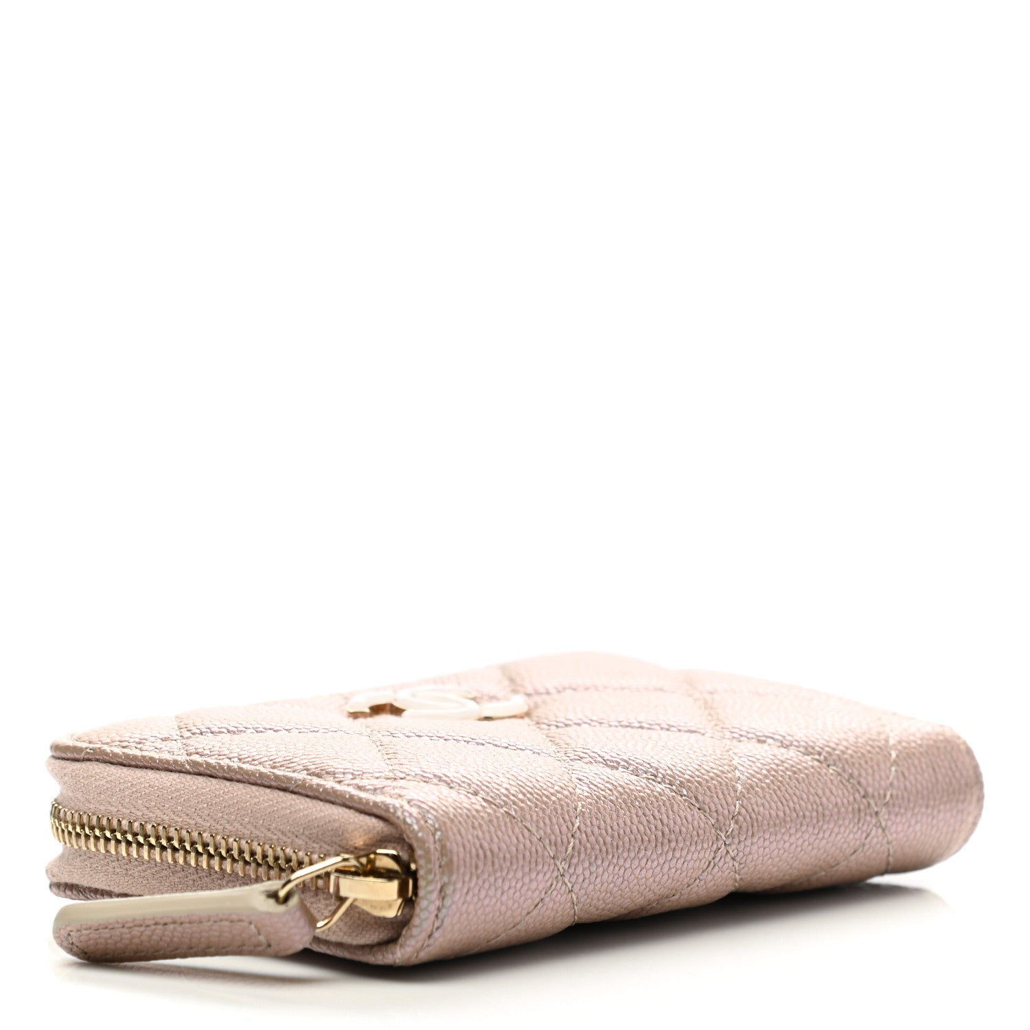 Chanel Iridescent Caviar Quilted Zip Coin Purse Beige 4 of 9