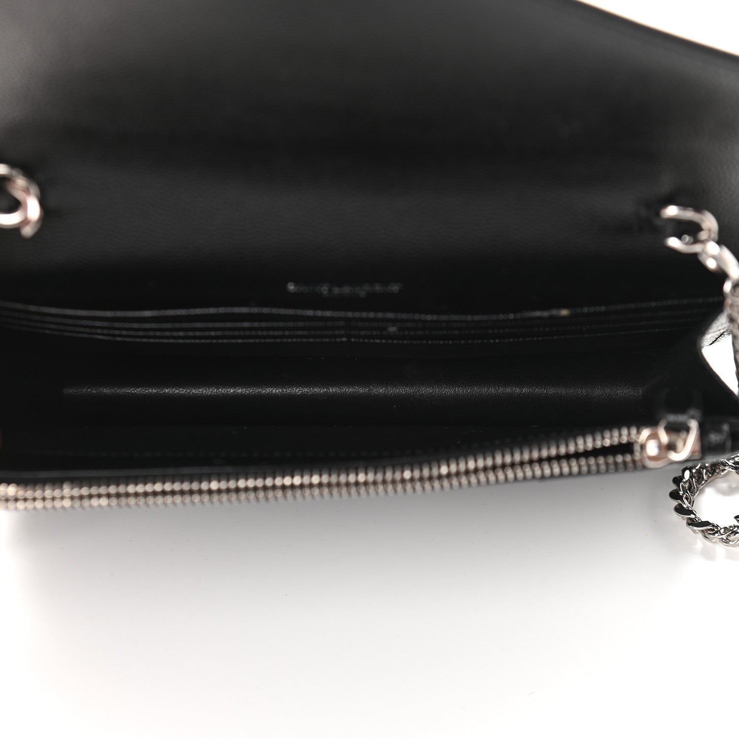 Saint Laurent Grain De Poudre Matelasse Chevron Monogram Envelope Chain Wallet Black 5 of 11
