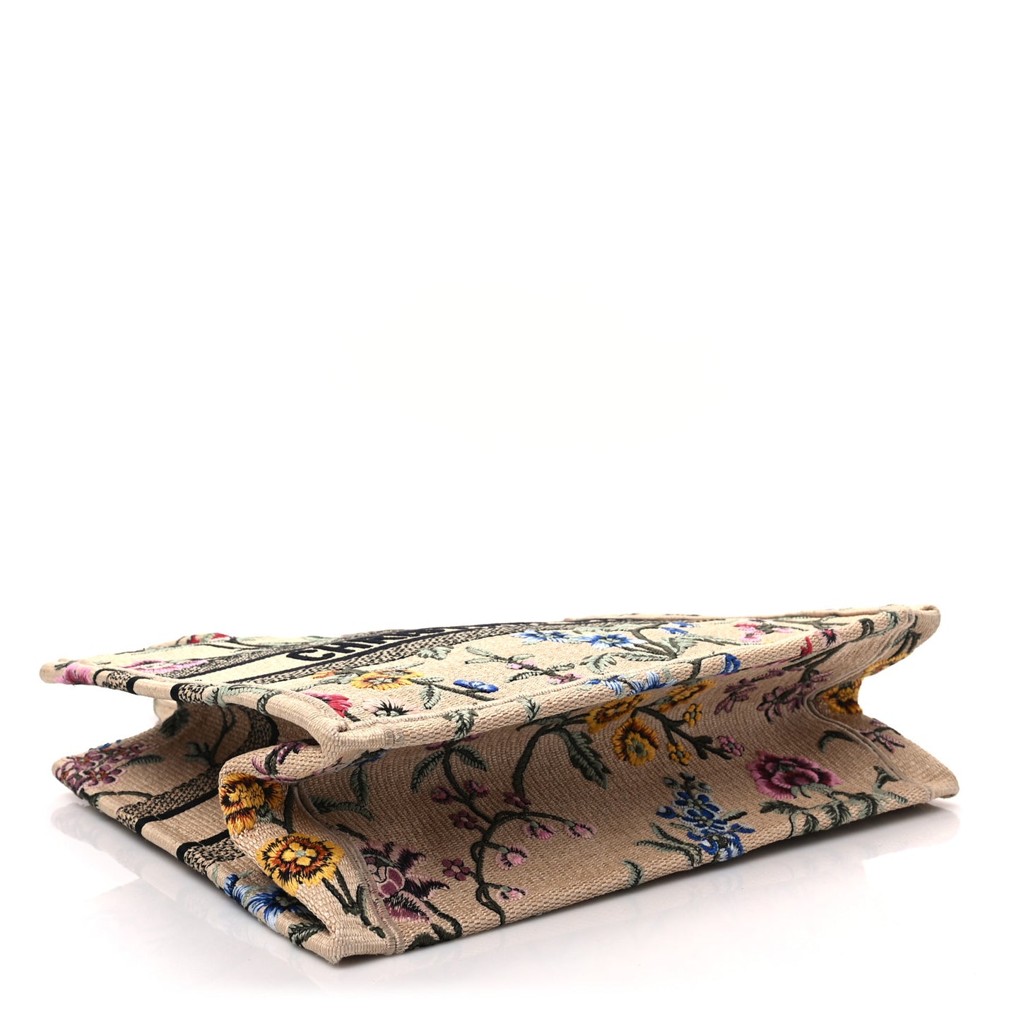 Raffia Embroidered Petites Fleurs Medium Book Tote Natural