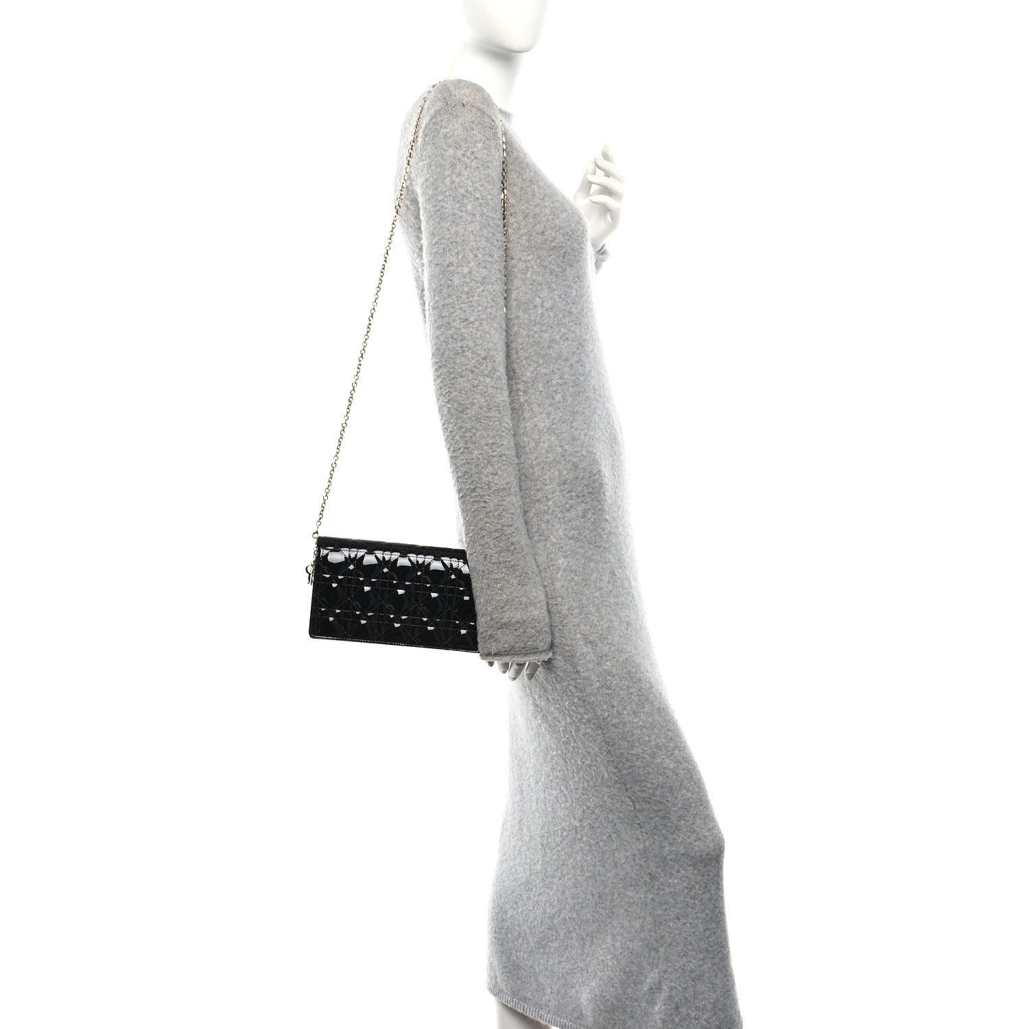 Christian Dior Patent Cannage Lady Dior Pouch Black 2 of 14