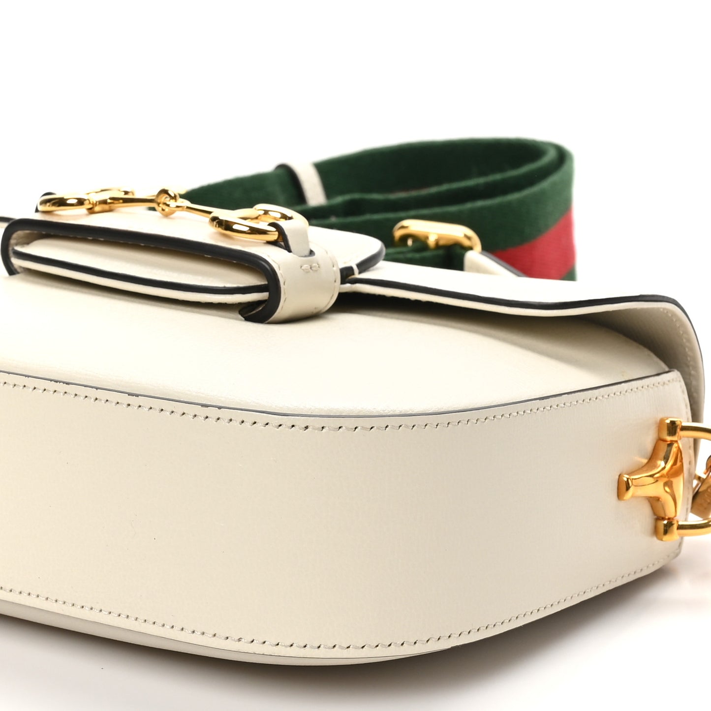 Azalea Calfskin Web Mini Horsebit 1955 Shoulder Bag Mystic White