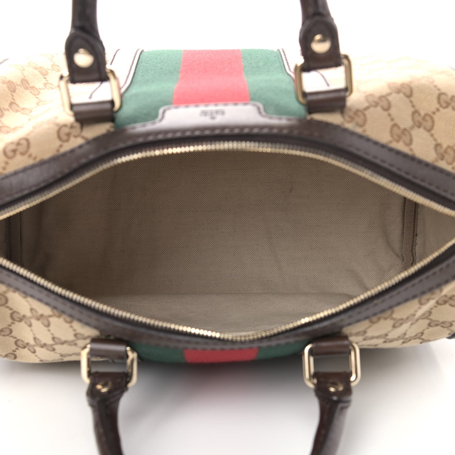 Gucci Monogram Vintage Web Medium Boston Dark Brown 5 of 11