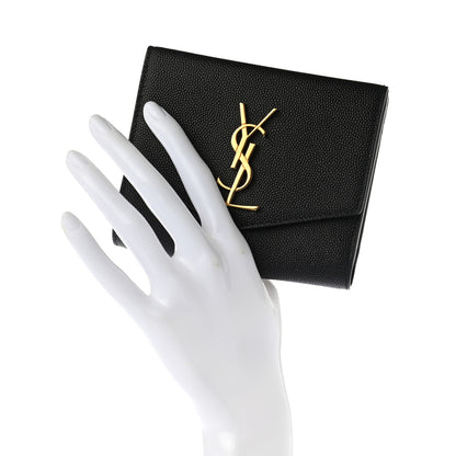 Saint Laurent Grain De Poudre Monogram Bi-Fold Wallet Black 2 of 8