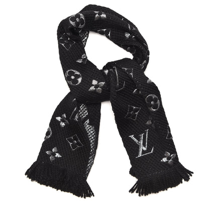 Louis Vuitton Wool Silk Logomania Shine Scarf Black 1 of 4