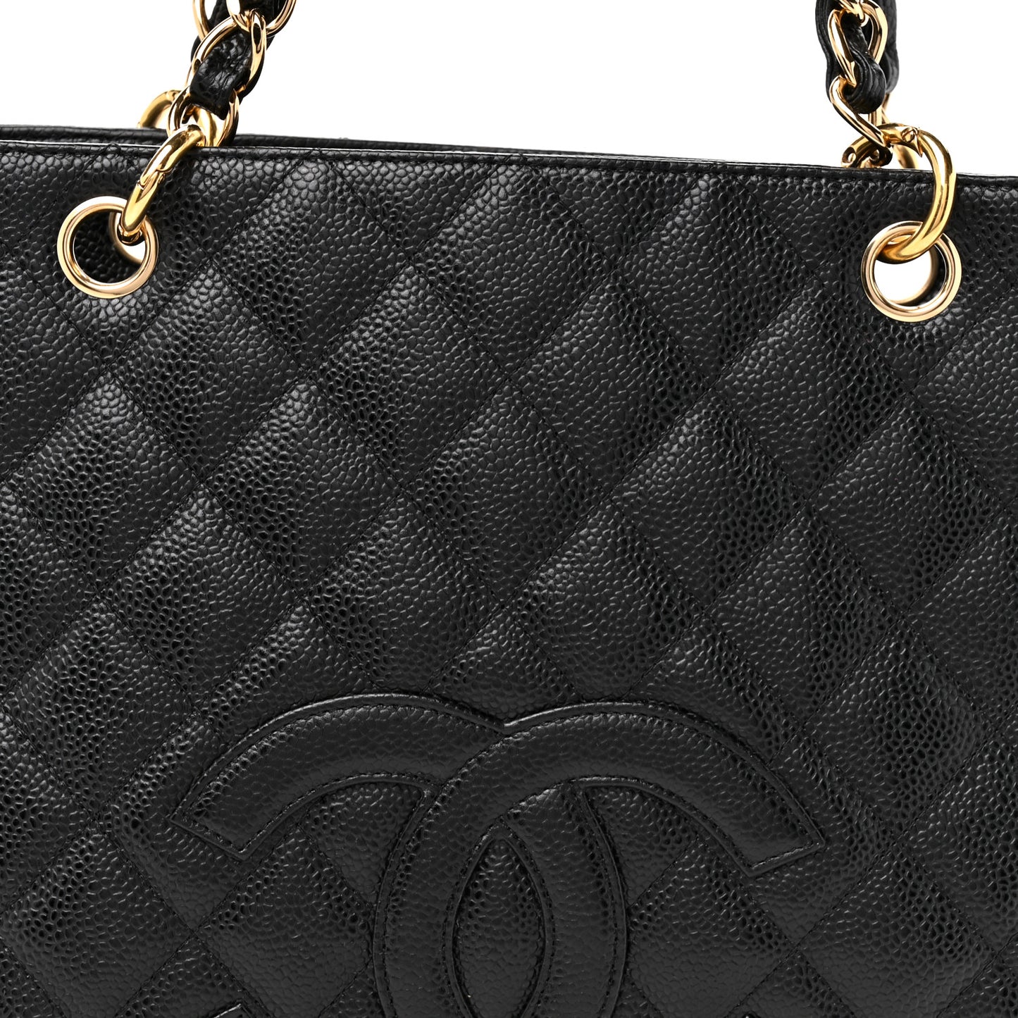 Caviar Quilted Petit Shopping Tote PST Black
