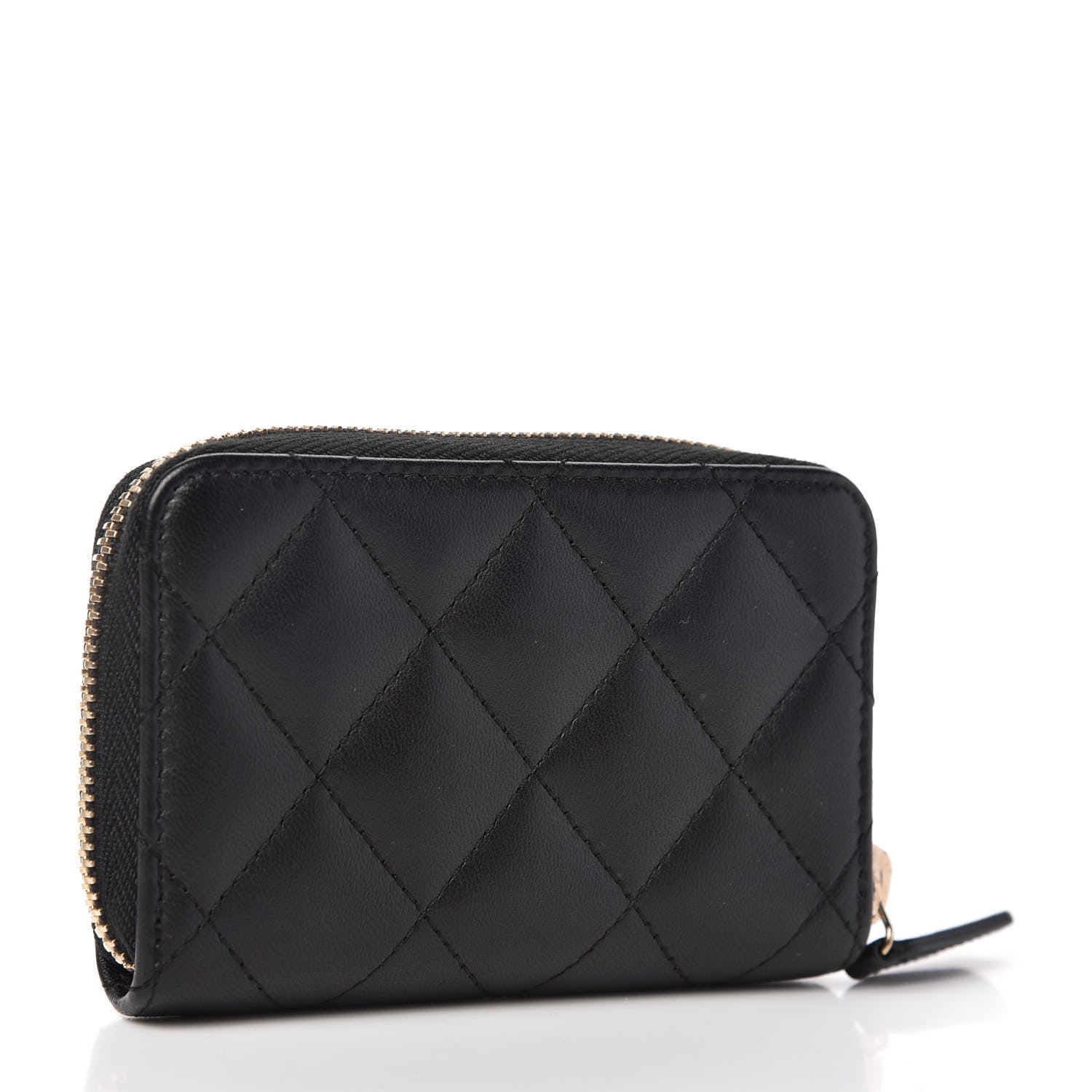 Chanel Lambskin Quilted Zip Coin Purse Black 3 of 8