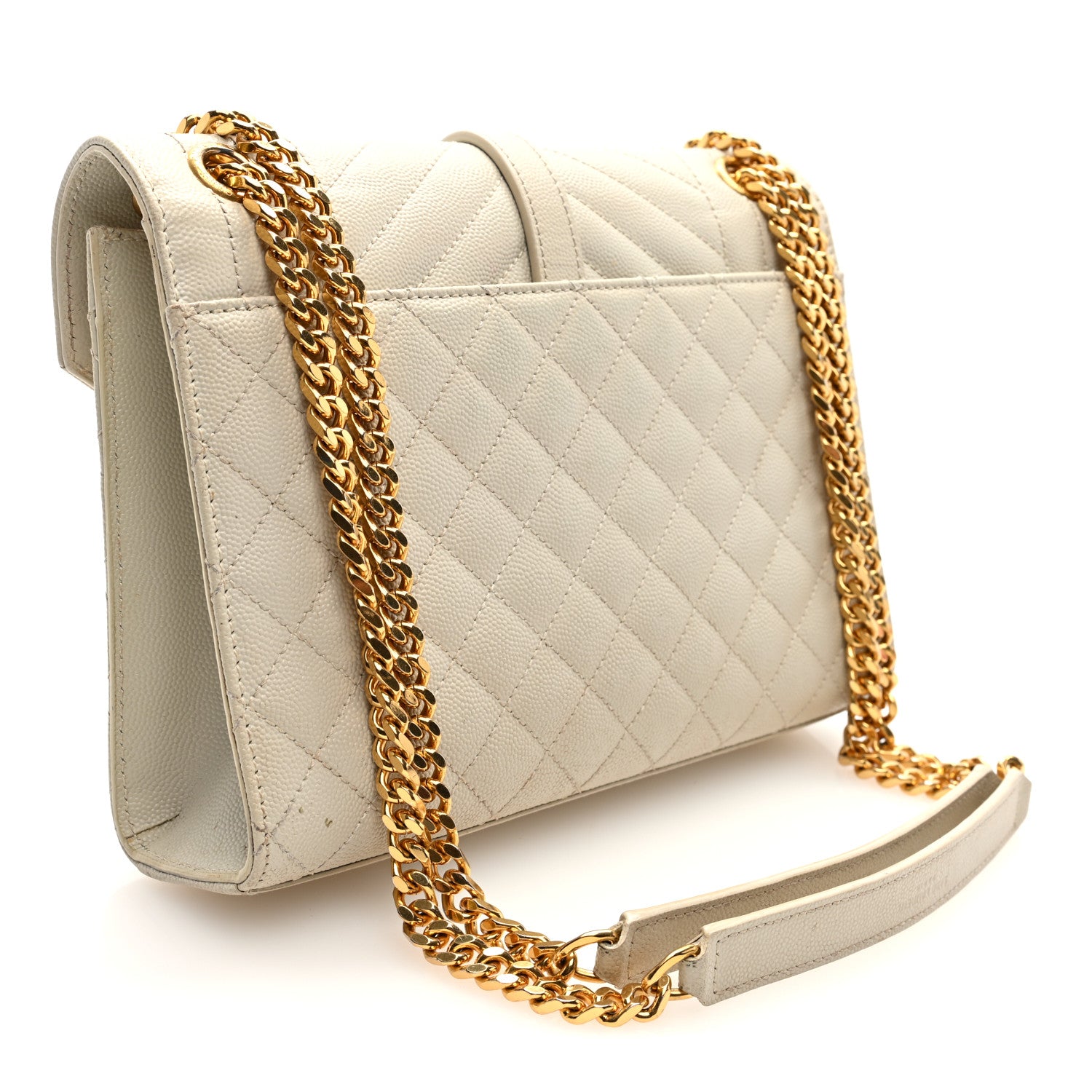 Saint Laurent Grain De Poudre Textured Mixed Matelasse Medium Triquilt Monogram Satchel Crema Soft 3 of 9