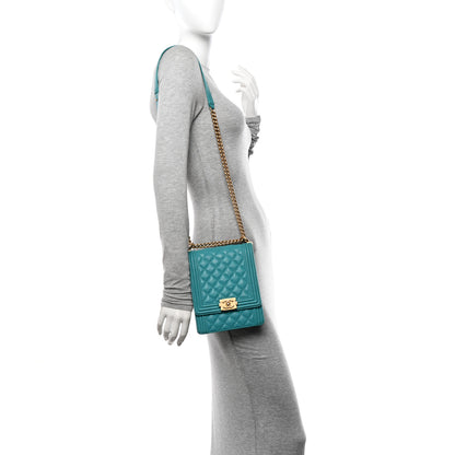 Chanel Caviar Quilted North South Boy Flap Turquoise 2 of 13