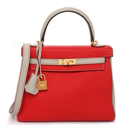 Hermes Togo Horseshoe Kelly Retourne 25 Rouge De Coeur Beton 1 of 11