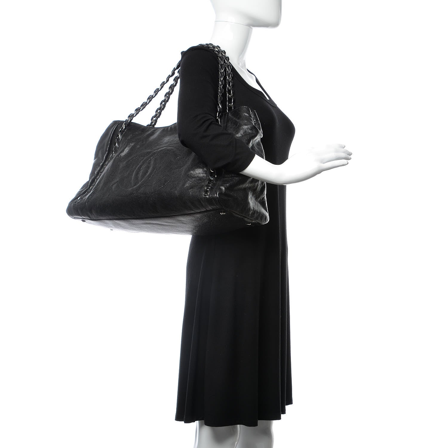 Chanel Glazed Caviar East West Modern Chain Tote Black 2 of 8