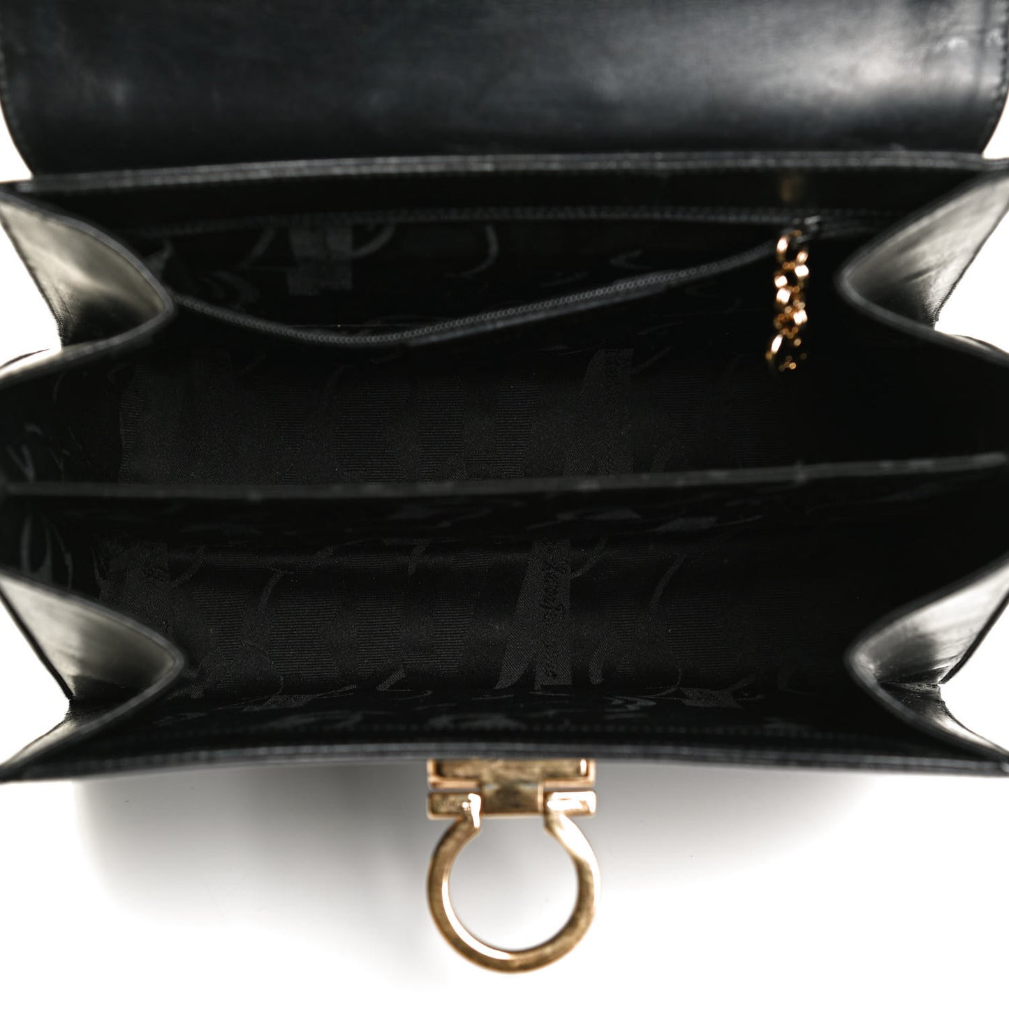 Calfskin Gancini 2-Way Top Handle Bag Black