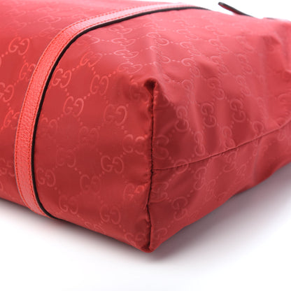 Gucci Nylon Monogram Dollar Calfskin Medium Vertical Tote Vibrant Red 9 of 9