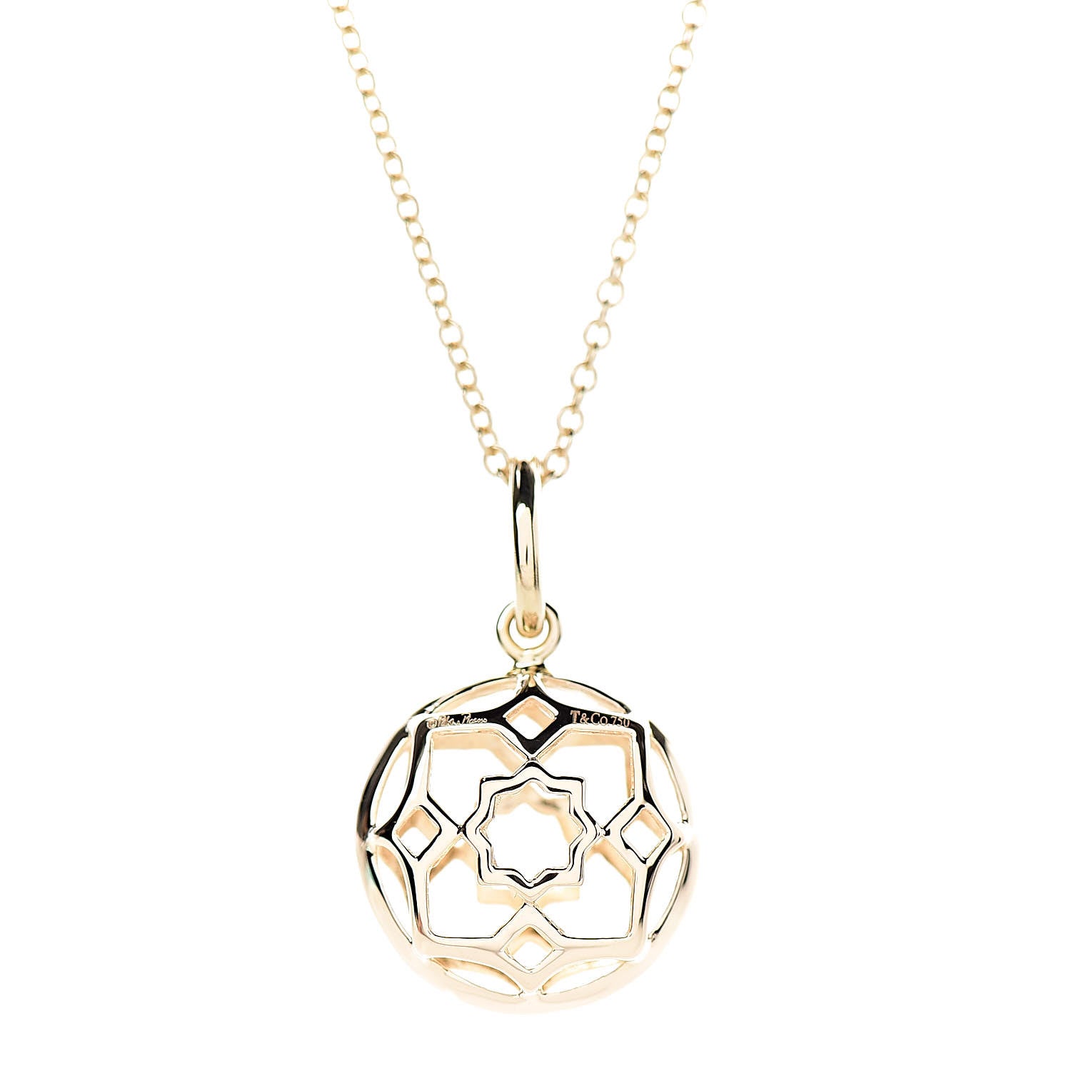 Tiffany 18K Yellow Gold Paloma Picasso Zellige Medallion Pendant Necklace 4 of 7