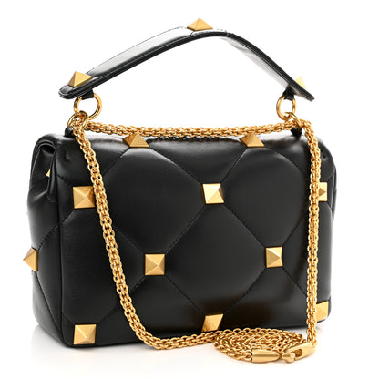 Valentino Garavani Nappa Large Roman Stud Shoulder Bag Black 3 of 9
