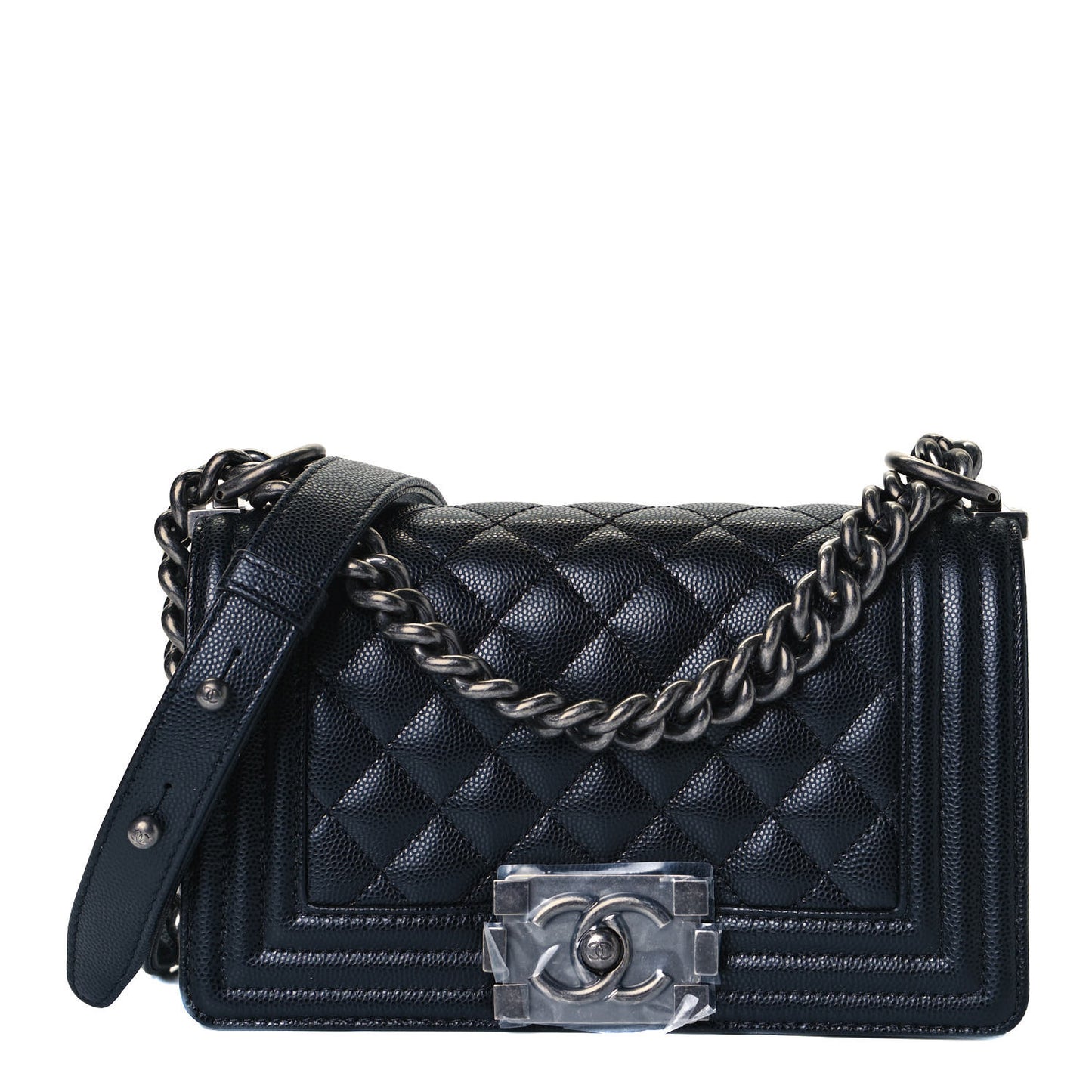 Caviar Quilted Small Boy Flap Black
