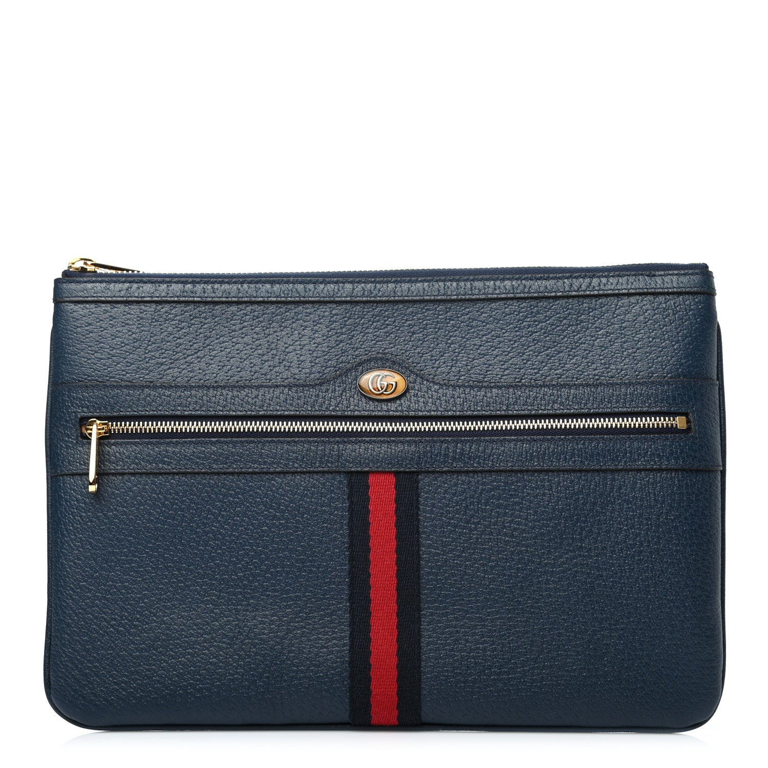 Gucci Textured Calfskin Large Ophidia Pouch Clutch Blue Agata 1 of 7