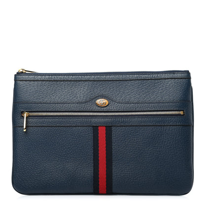 Gucci Textured Calfskin Large Ophidia Pouch Clutch Blue Agata 1 of 7
