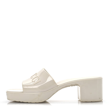Gucci Rubber Gucci Logo Womens Platform 20/60mm Slide Sandals 35 Mystic White 1 of 14