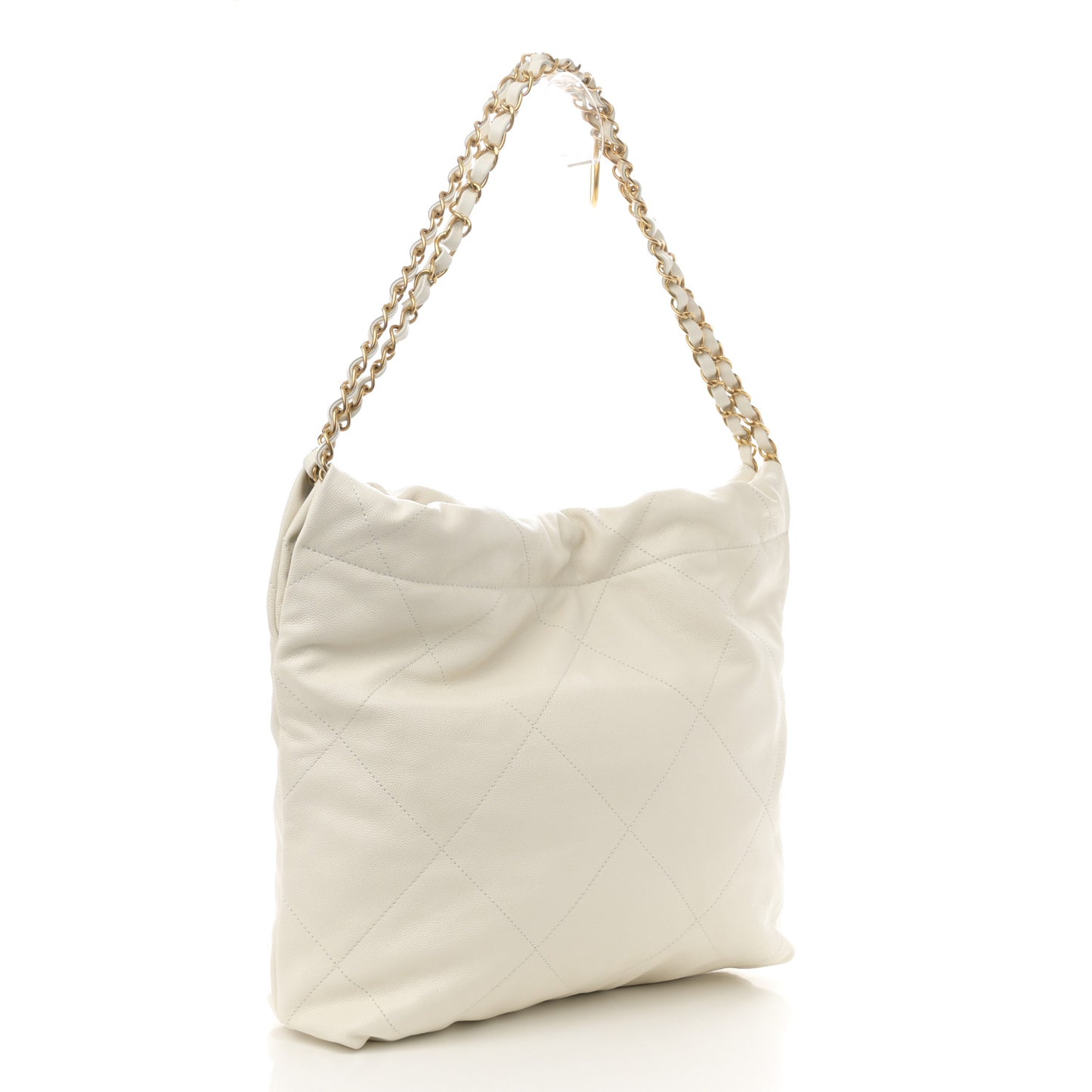 Shiny Caviar Quilted Monochrome Small Chanel 22 White