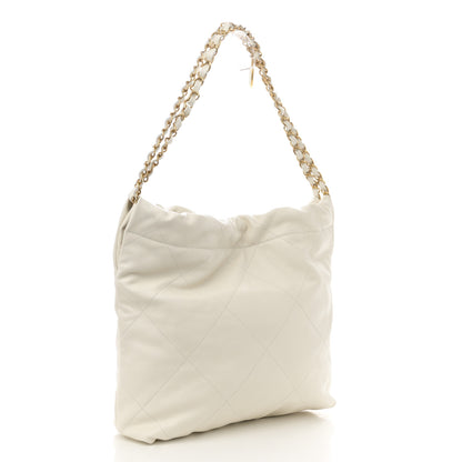 Chanel Shiny Caviar Quilted Monochrome Small Chanel 22 White 4 of 14