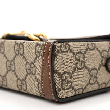 Gucci GG Supreme Monogram Mini Horsebit 1955 Shoulder Bag Beige Brown Sugar 10 of 14