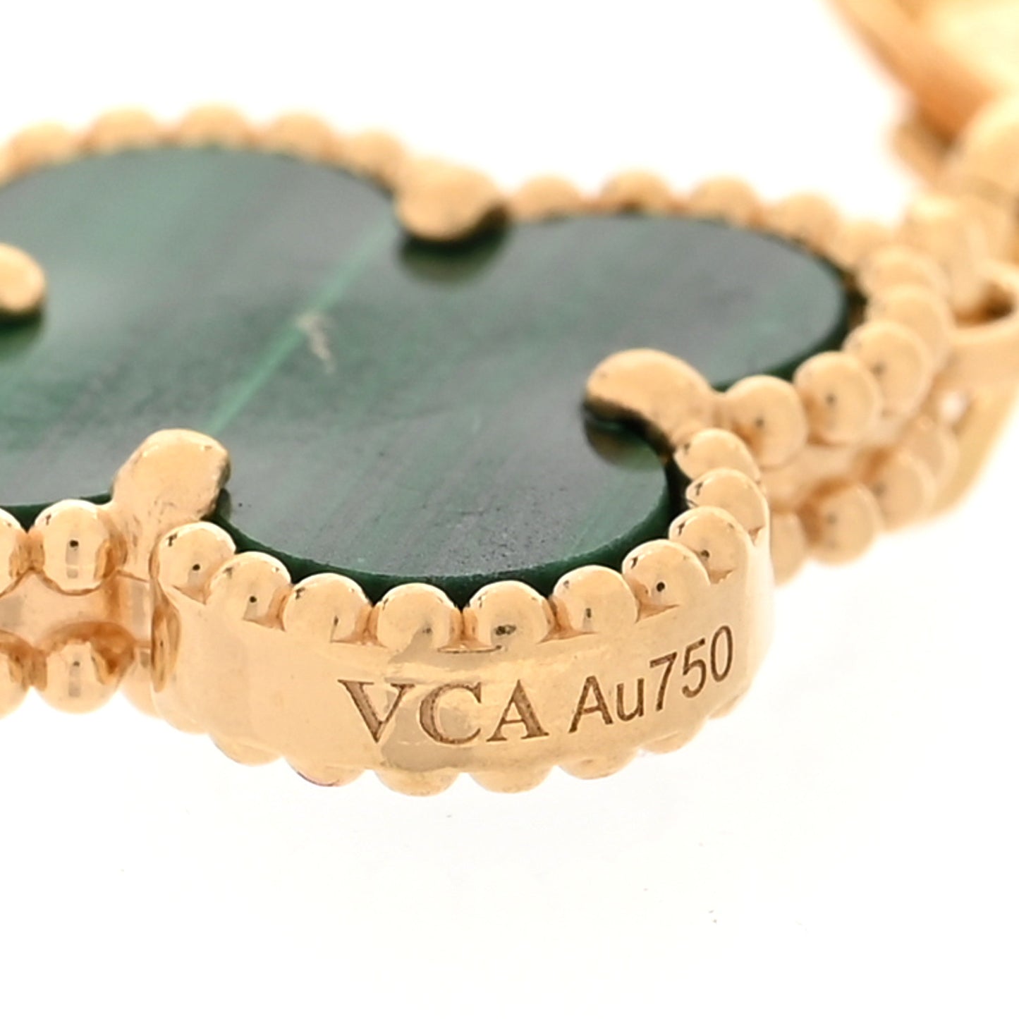 18K Yellow Gold Malachite 5 Motifs Vintage Alhambra Bracelet