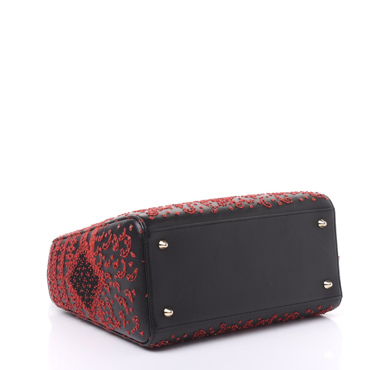 Christian Dior Smooth Calfskin Embroidered Heart Medium Lady Dior Black 3 of 8