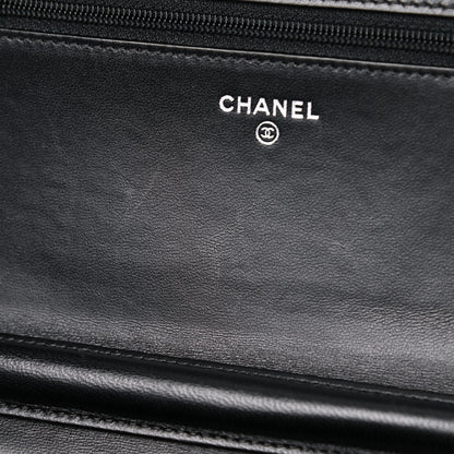 Chanel Lambskin Quilted Boy Wallet On Chain WOC Black 12 of 14