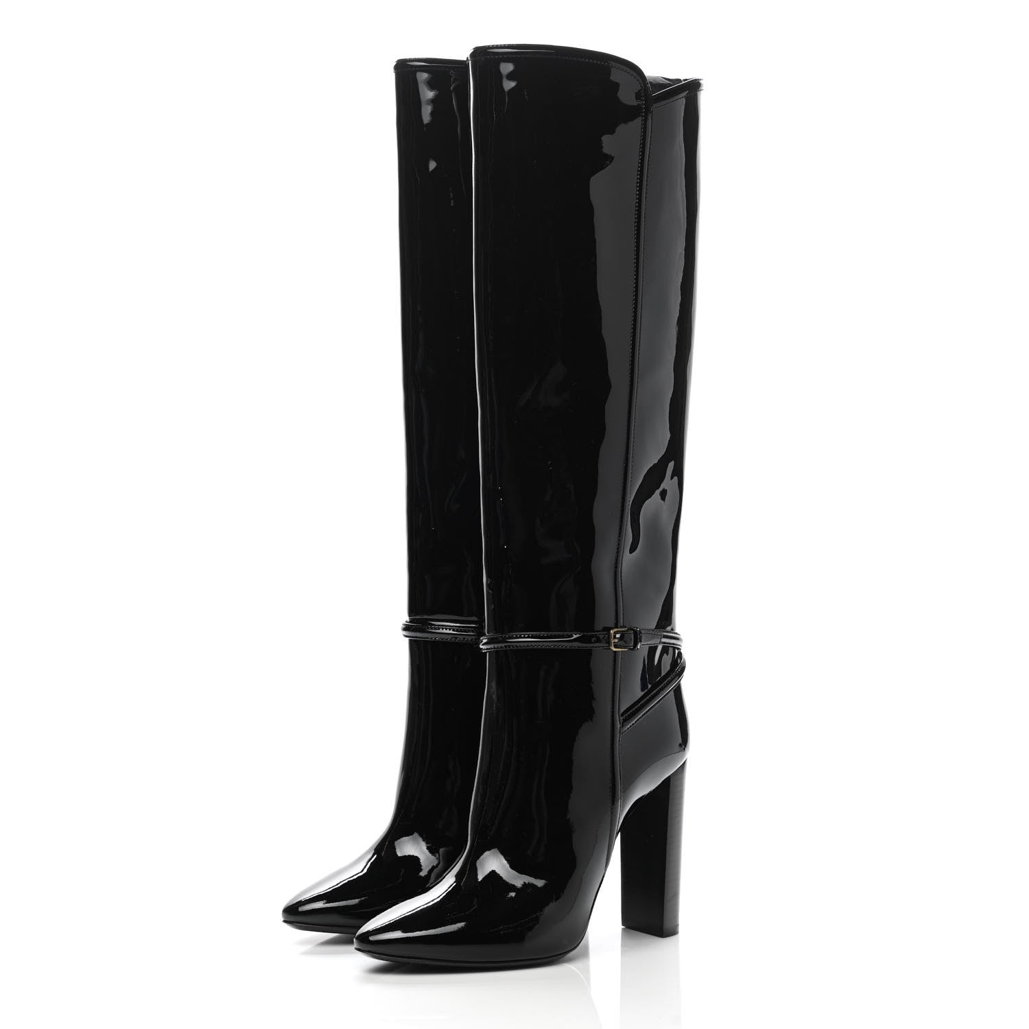 Saint Laurent Patent Soxiante 105 Knee High Boots 38.5 Black 3 of 8