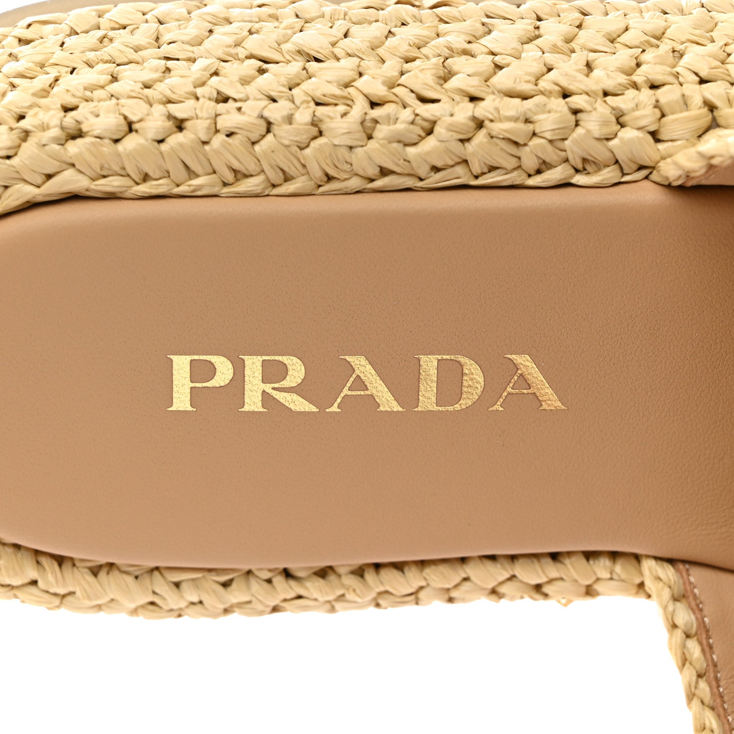 Prada Raffia Metal Triangle Logo Woven Flatform 35mm Slide Sandals 36 Naturale 6 of 9