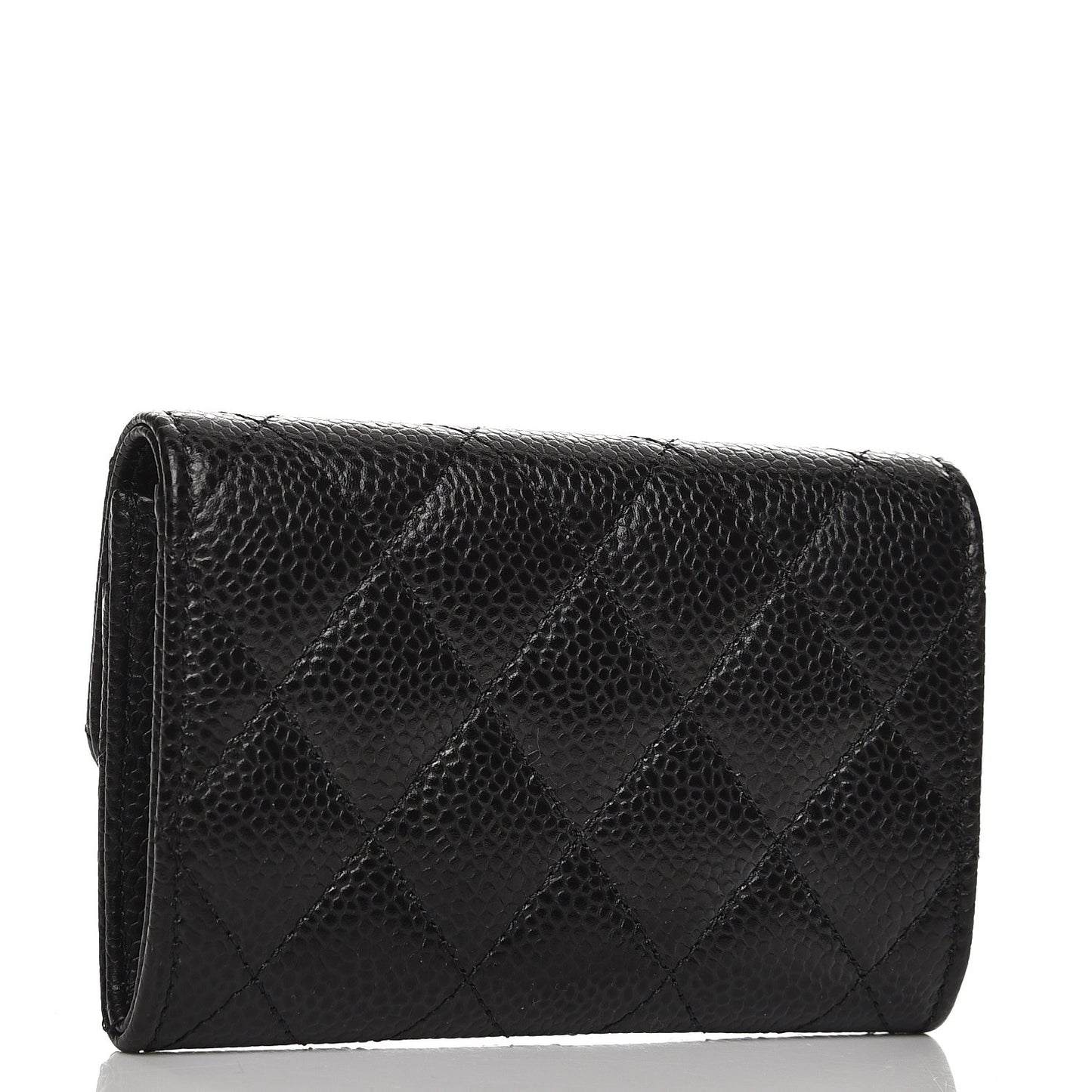 Caviar Quilted Flap Card Holder Black