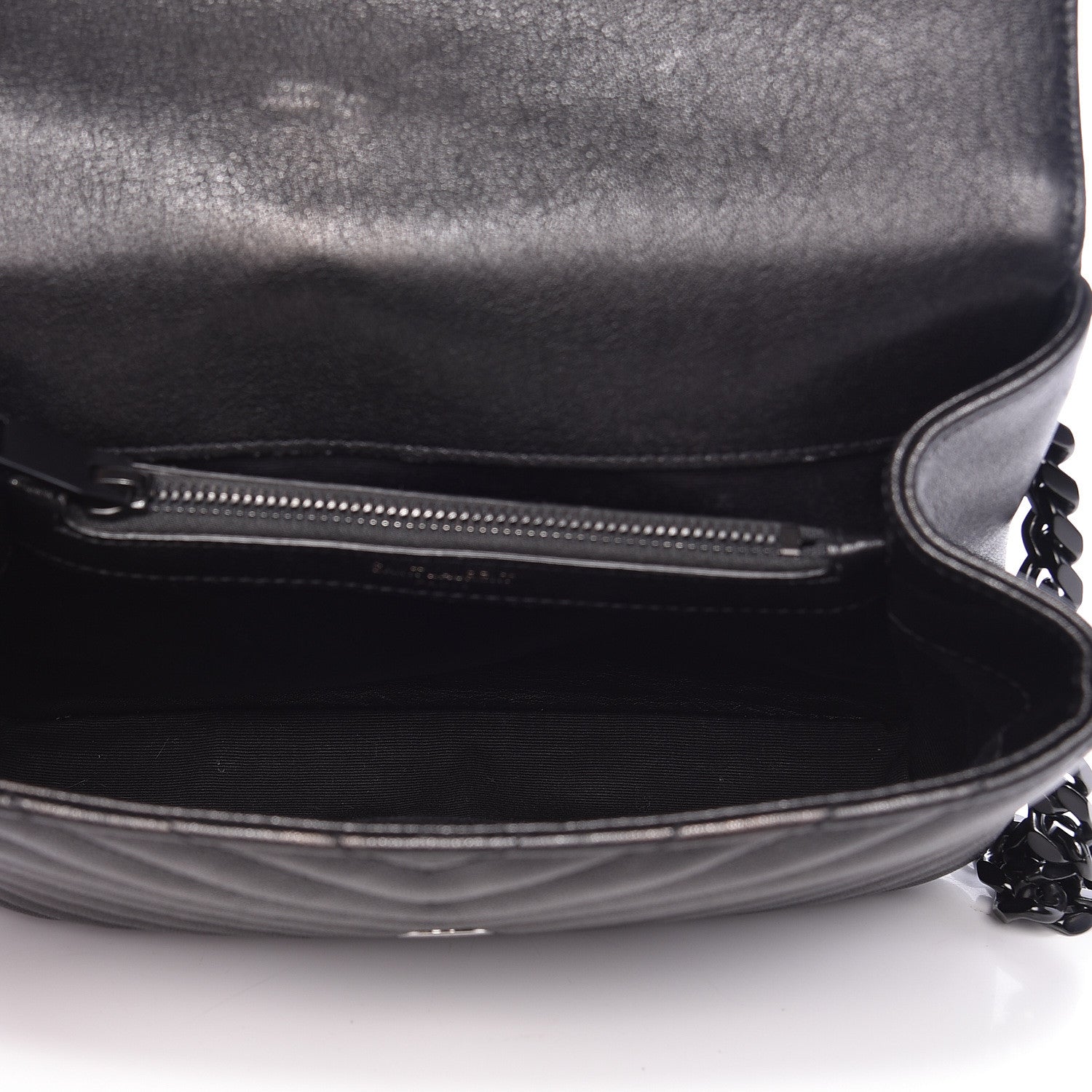 Saint Laurent Sheepskin Matelasse Chevron Monogram Medium College Bag Black 5 of 16