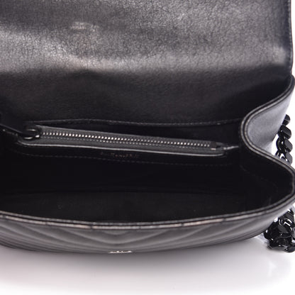 Saint Laurent Sheepskin Matelasse Chevron Monogram Medium College Bag Black 5 of 16