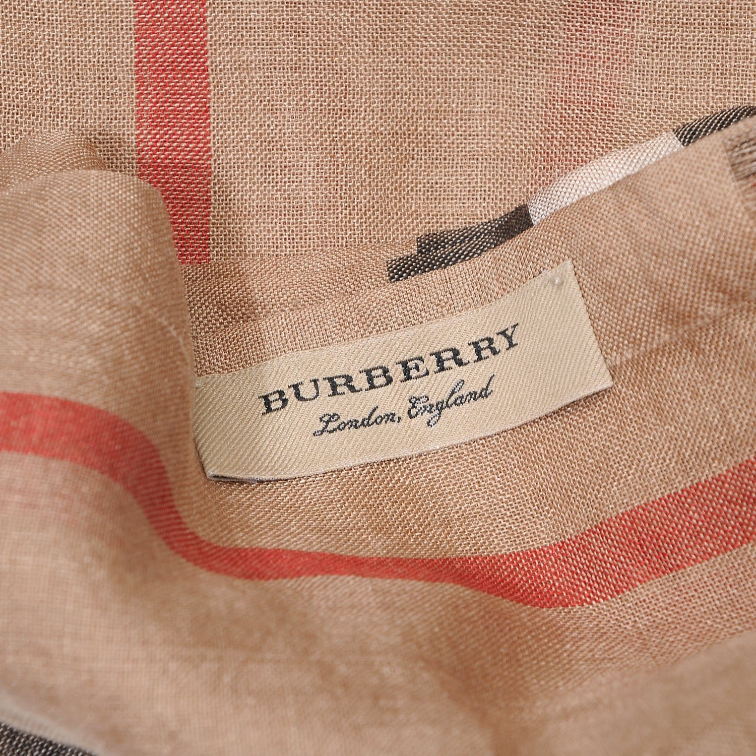 Burberry Wool Silk House Check Lightweight Scarf Camel 5 of 5